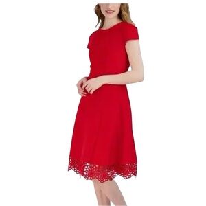 Donna Ricco Cutout Roses Hem Red Dress